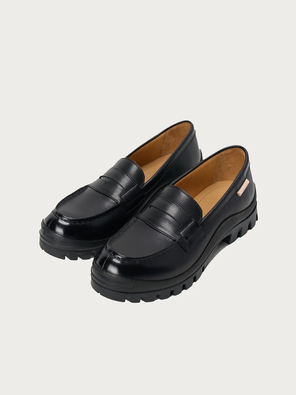 Women’s Black Lug-Sole Penny Loafers